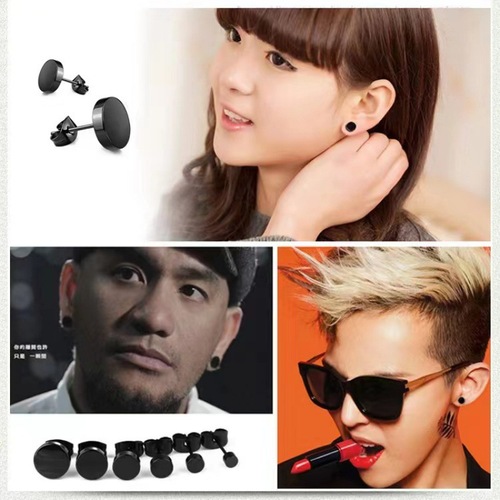Korean Trendy Punk Rock Polished Stainless Steel Earrings for Both Men and Women