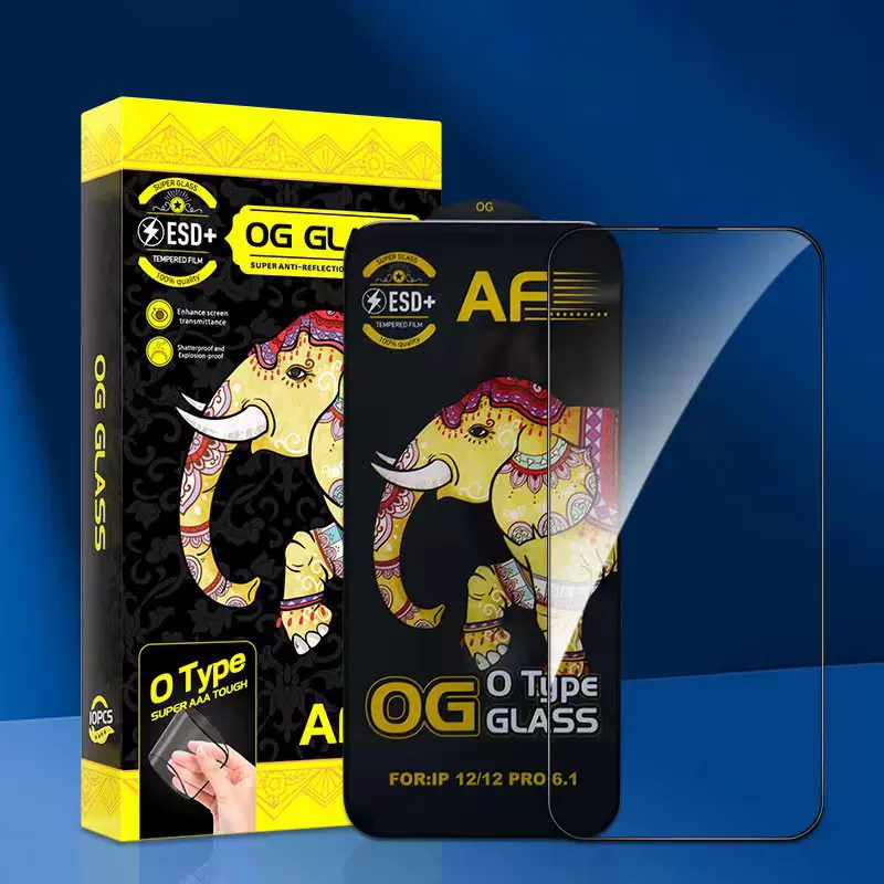 适用iPhone16 15Pro Max大象AF O型苹果钢化膜丝印网孔防尘手机膜