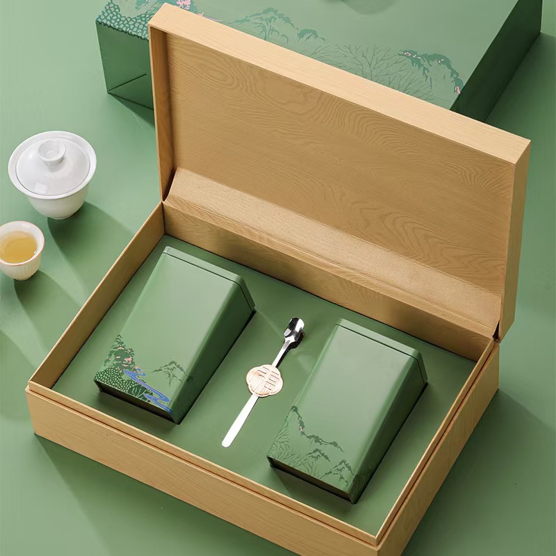 新款茶叶包装信阳毛尖明前龙井绿茶两方罐四方罐铁盒礼品包装批发