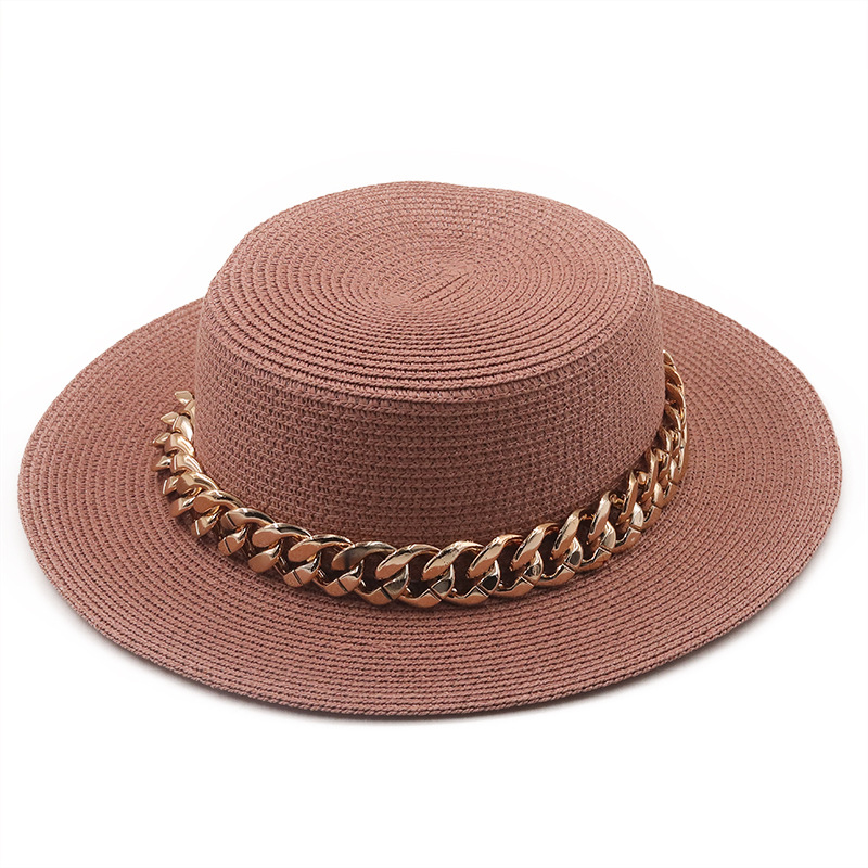 New Flat Top Hat Straw Hat Women's Summer Beach Hat Sun-proof Vacation Seaside Hat Flat Brim Fedora Hat display picture 20