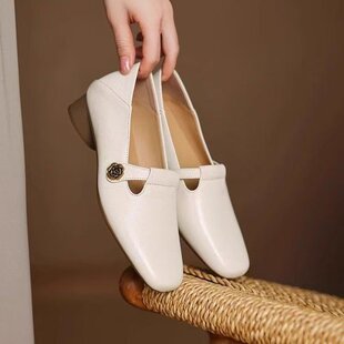 French Style Small Fragrant Style Single Shoes for Women Mary Jane Loafers for Women with Skirts, Evening Style Retro Non-Tiring Shoes