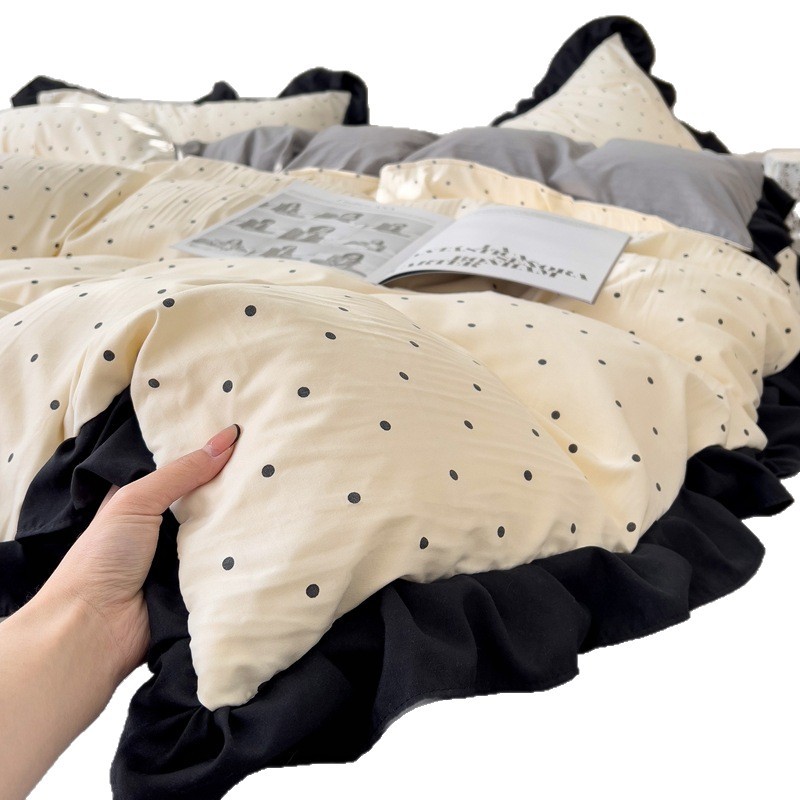 Conjunto de cama vintage boho francês nórdico com estampa de borboletas, quatro peças, 100% algodão lavado, estilo princesa Hepburn, capa de edredom e_voghion.com