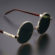 圆水晶玻璃太阳眼镜平光镜无度数复古太阳镜圆框男墨镜女养眼护目