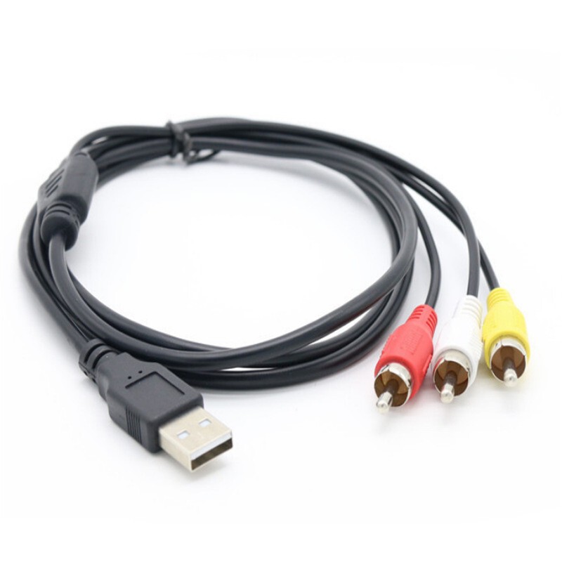 USB to AV Line 3RCA Yellow Red White Lotus Line One-to-Three Audio Video Line Male-to-Male Conversion Line 1.5 m Transfer
