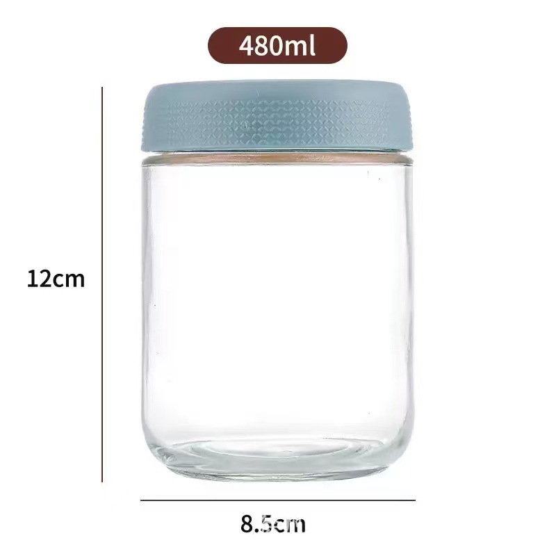 Conjunto de frasco de sellado de vidrio transfronterizo 12 piezas de frasco de almacenamiento de taza de avena a prueba de fugas de cocina de almacenamiento portátil de samason frasco
