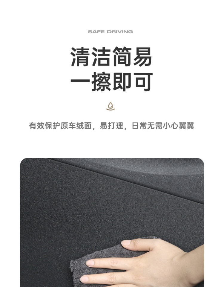 Suitable for Tesla's New Version of Model Y/Yl, Door Laser-Engraved Threshold Strips, and Velvet Anti-Kick Pads on Both Sides of the Center Console
