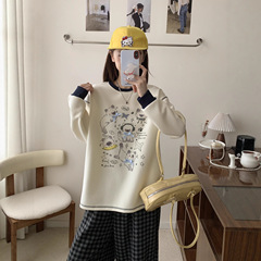 67163下摆散口＋印花2025韩系减龄ins风时尚休闲百搭中长款卫衣女