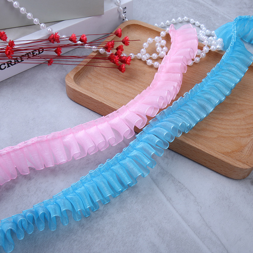 现货2.5cm粗边高密粗边纱带褶皱花边diy迷糊娃娃花边儿童发饰花边