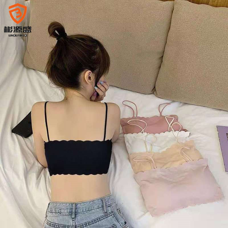 Summer Ice Silk Beautiful Back Girl Chest Wrap Bottoming Camisole Breathable Underwear Female Student Gathered Small Bra Thin Section