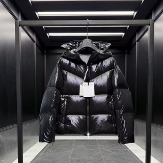 Huppe跨境高版本蒙口羽绒服男女款连帽可隐藏字母外套Puffer Coat