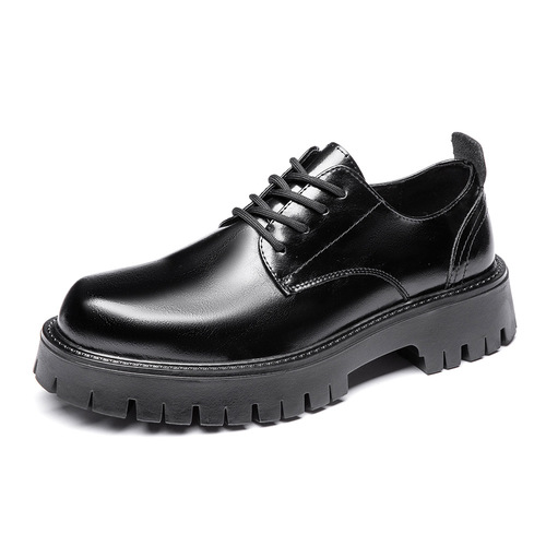 Men's Large Size Boots 45 UK Style, Versatile College Retro Black System Single Shoes 2138-R
