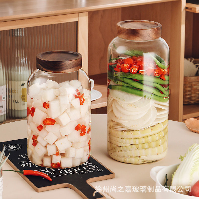 玻璃泡菜罐食品级高硼硅密封瓶耐高温玻璃瓶家用透明腌制泡酒罐子|undefined