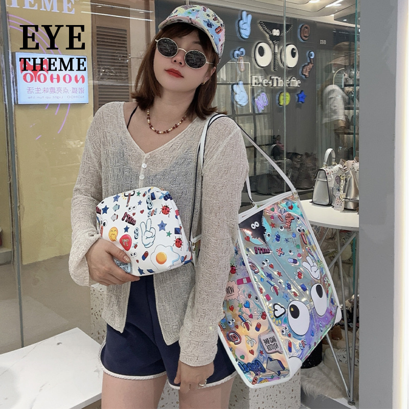 Bolsa de hombro portátil de almacenamiento de gran capacidad de viaje de tendencia de fitness impresión de gelatina bolsa transparente bolsa 2830 #