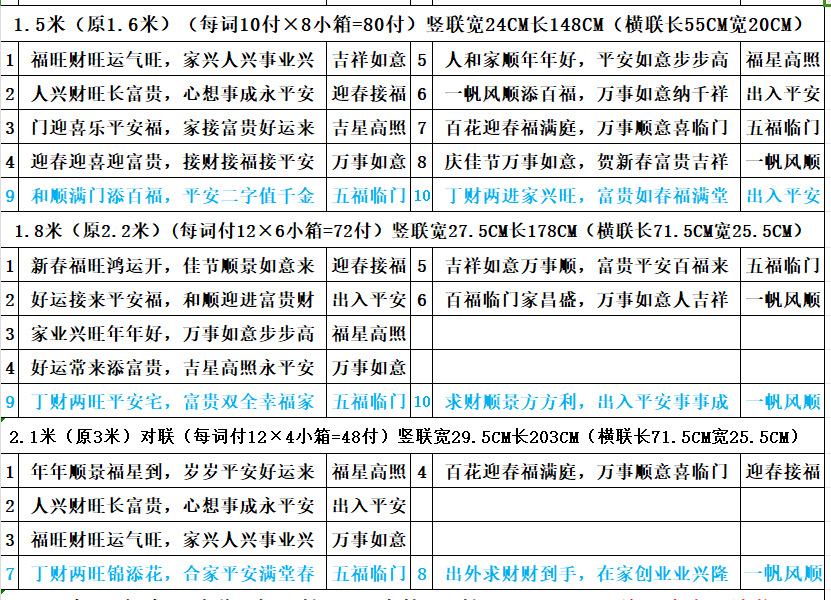 万年福绒布对联百福临门