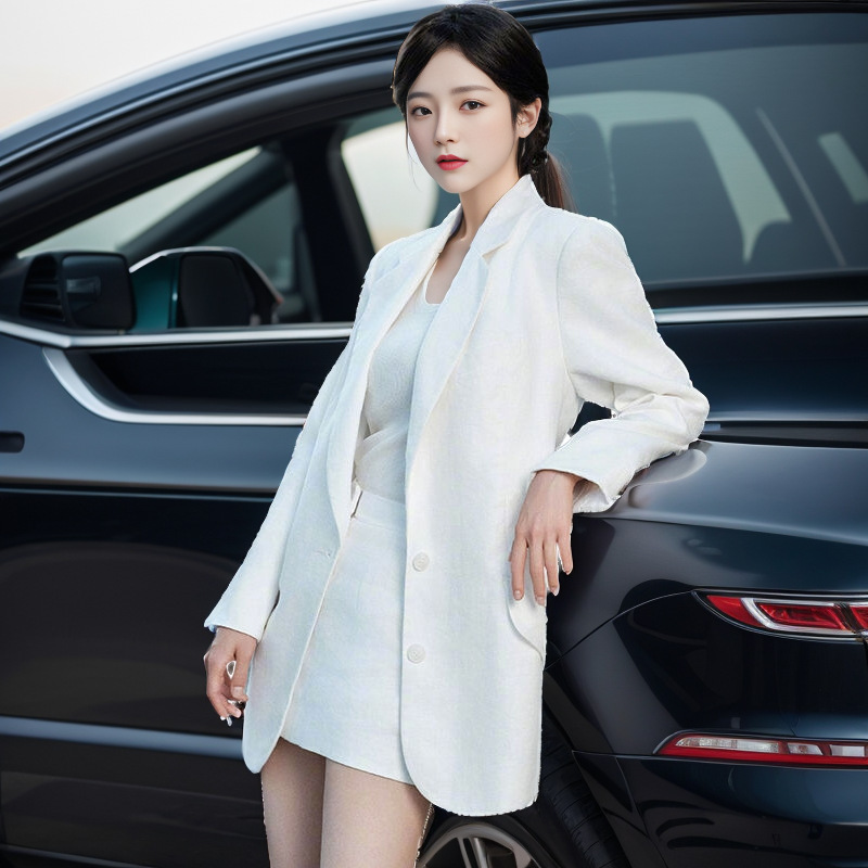 White Loose Casual Professional Suit Jacket High Sense Casual Skirt Fashion suit Spring and Autumn New Women White Loose Casual Professional Suit Jacket High Sense Casual Skirt Fashion suit Spring and Autumn New Women