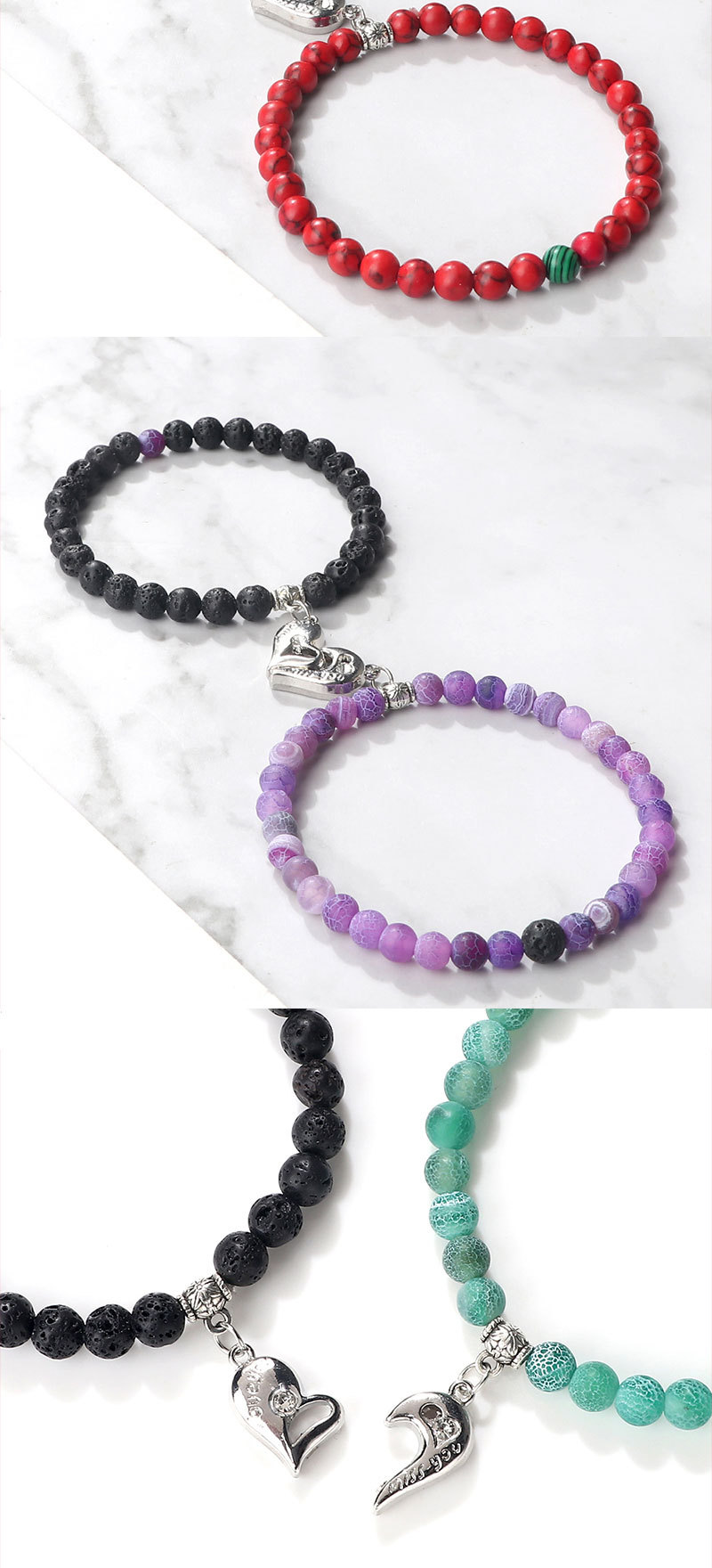 Creative water drop stacking magnetic buckle bracelet cute three dimensional pendant bracelet pearl pattern water drop men and women set jewelry_voghion.com