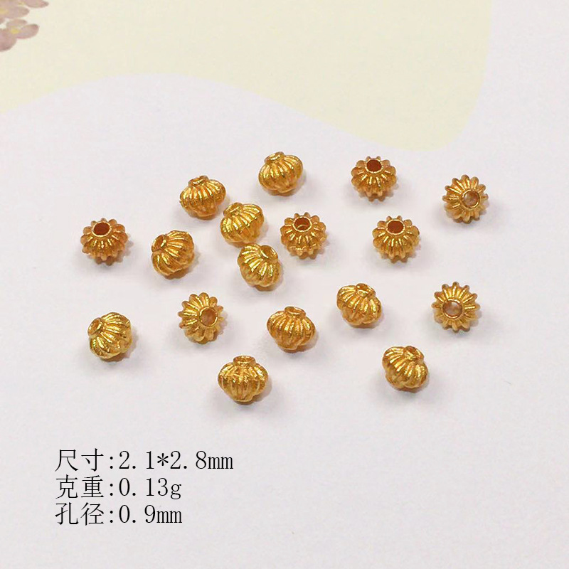 S925 Silver Plated Gold Torus Loose Bead Spacer Semi-finished DIY Jewelry Crystal Jewelry Bracelet Necklace Accessories