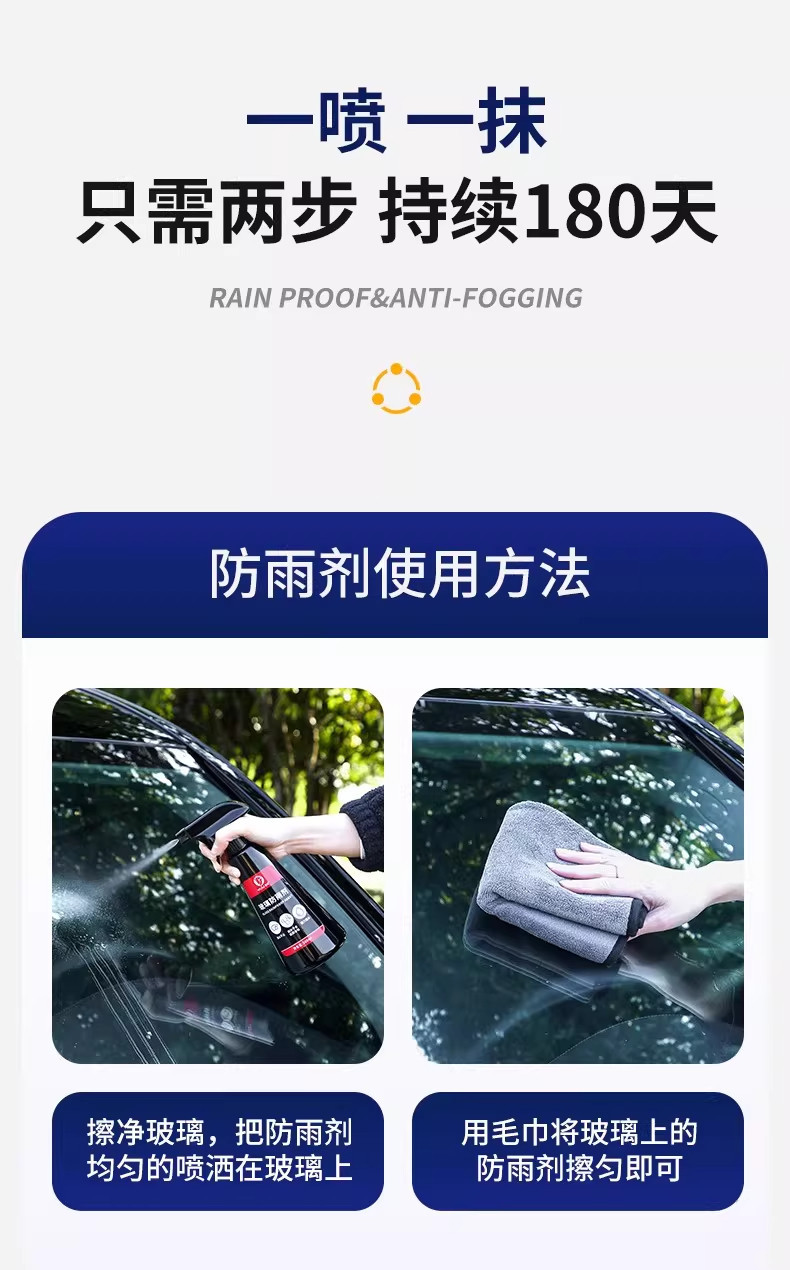 Car Glass Rain Repellent, Rearview Mirror Water Repellent, Rainy Day Window Coating, Waterproof and Anti-Fog Spray, Wholesale