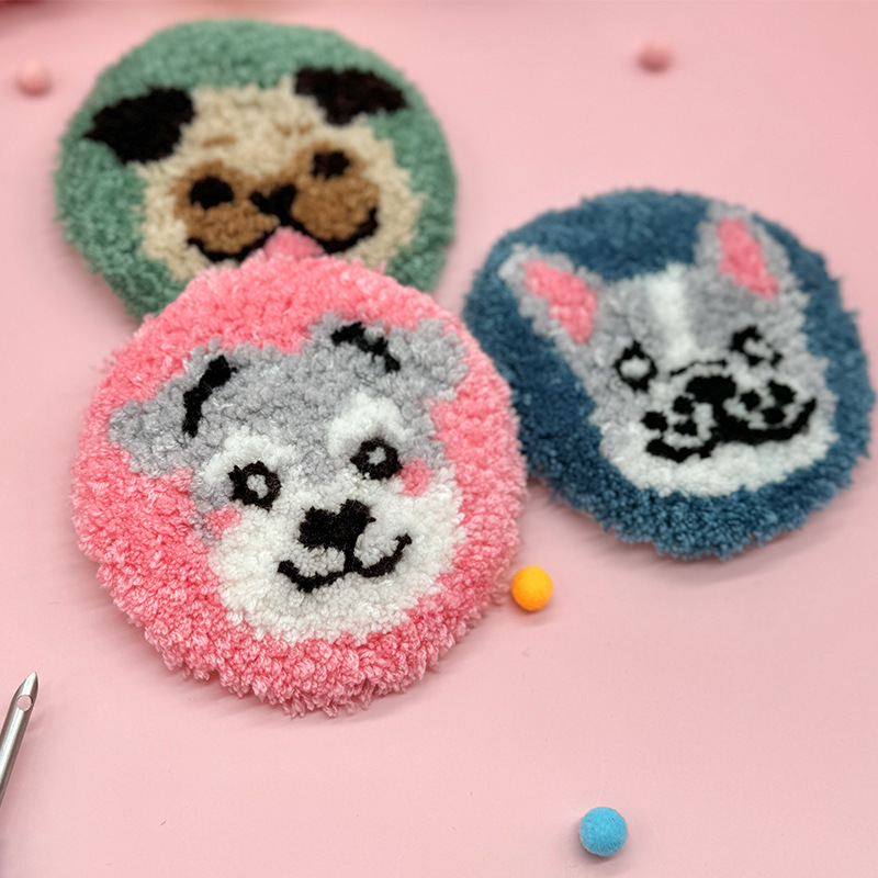 Cojín de taza de peluche animal hecho a mano diy material bordado paquete ruso de goma de goma de dibujos animados para niños pequeños cojín de taza