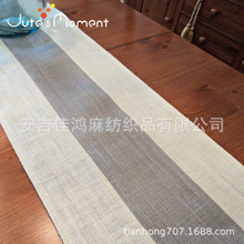 厂家批发粗麻桌布 农舍家居装饰 茶席 茶台桌布  黄麻拼色桌旗