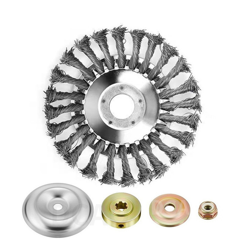 Nueve caballos de apoyo cortacésped de rueda de acero de apoyo cortacésped de acero eliminación de óxido de deshierbe placa