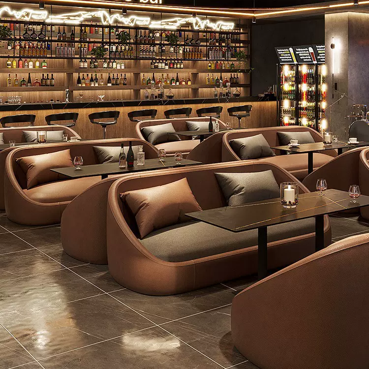 奶茶店咖啡厅卡座沙发桌椅组合KTV酒吧双人沙发椅子餐桌商用座椅