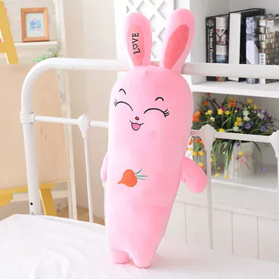 Rabbit Carrot Plush Toy Sleeping Pillow Cute Birthday Gift Girl's Rag Doll Doll Doll Doll Bed (Oyuncaq yastıqlar) - pink-carrot-rabbit-40cm
