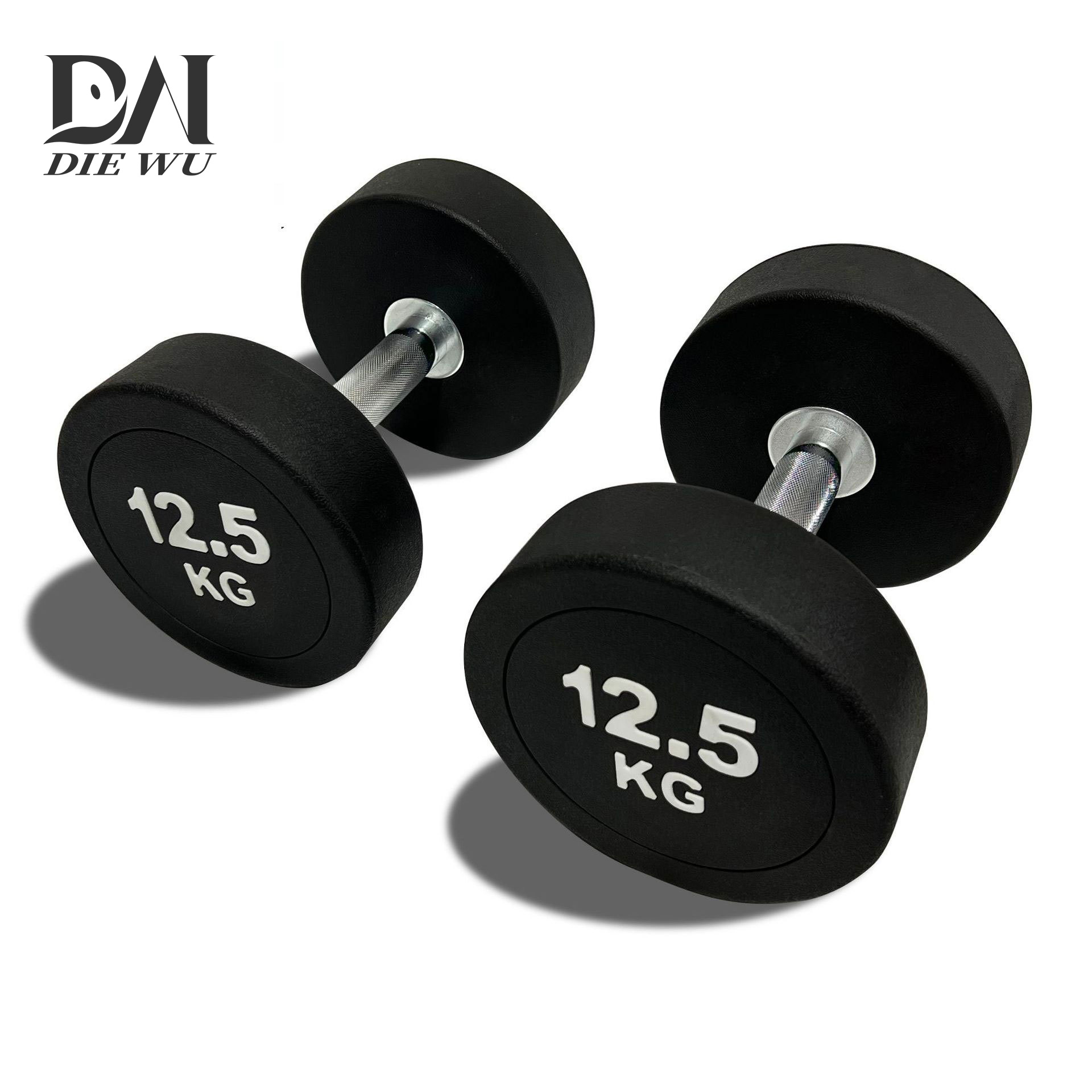 Gimnasio para hombres de elevación de peso fijo comercial hexagonal PU哑铃 de acero casero una cabeza redonda cubierta de pegamento de color哑铃