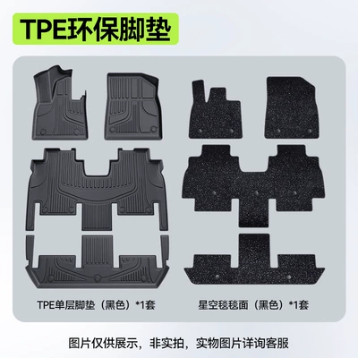 Suitable for Xpeng GX floor mats TPE2026 new model car interior floor mat modification accessories carpet supplies collection (Modelə uyğun ayaqaltı) - xiaopeng-gx-26-models-six-seater-double-layer-foot-mat-black-tpe-thickened-black-starry-sky-carpet-starry-sky-all-over