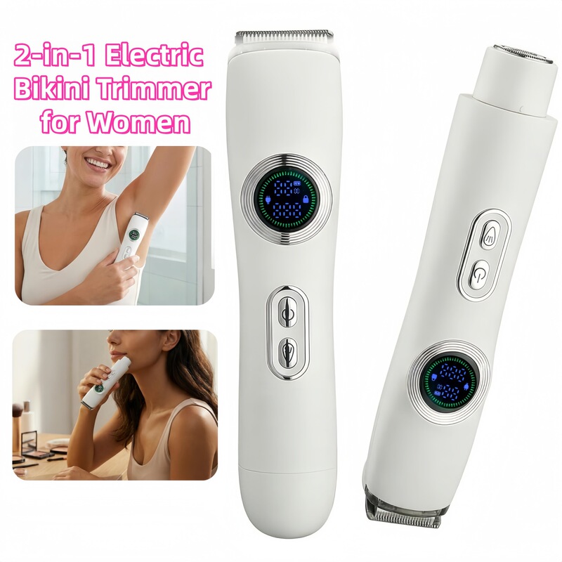 2-in-1 Electric Female Shaver with Dual Heads for Female Intimate Areas - Rechargeable for Wet and Dry Use