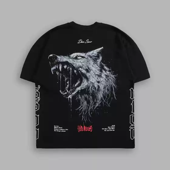 European and American Darcsport Wolf Head Fitness American T-Shirt Heavyweight Large Size Pure Cotton Round Neck Short Sleeve Printed Gym Top