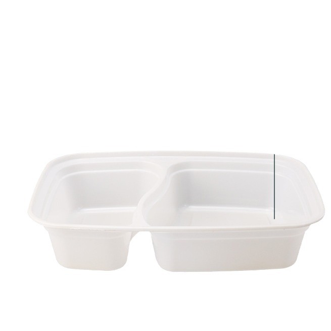 Caja de almuerzo de doble rejilla desechable caja de almuerzo 6828 plástico rectangular de doble rejilla para llevar caja de embalaje fabricante en stock