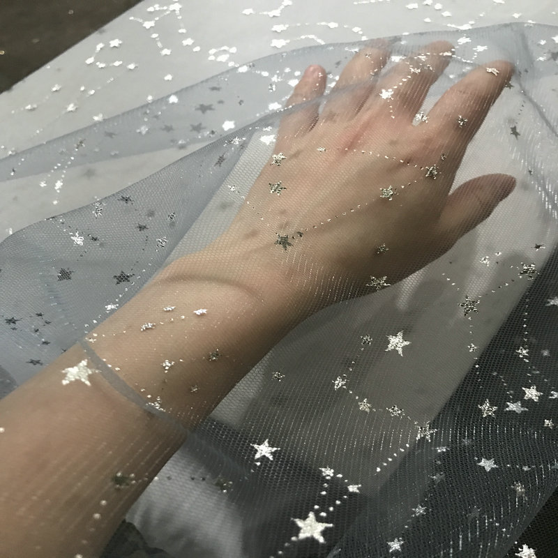 厂家供应锦纶加强网纱北斗七星烫银烫金网布网底