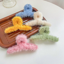 秋冬毛茸茸夹子头饰韩国少女毛绒发夹后脑勺刘海抓发卡毛毛鲨鱼