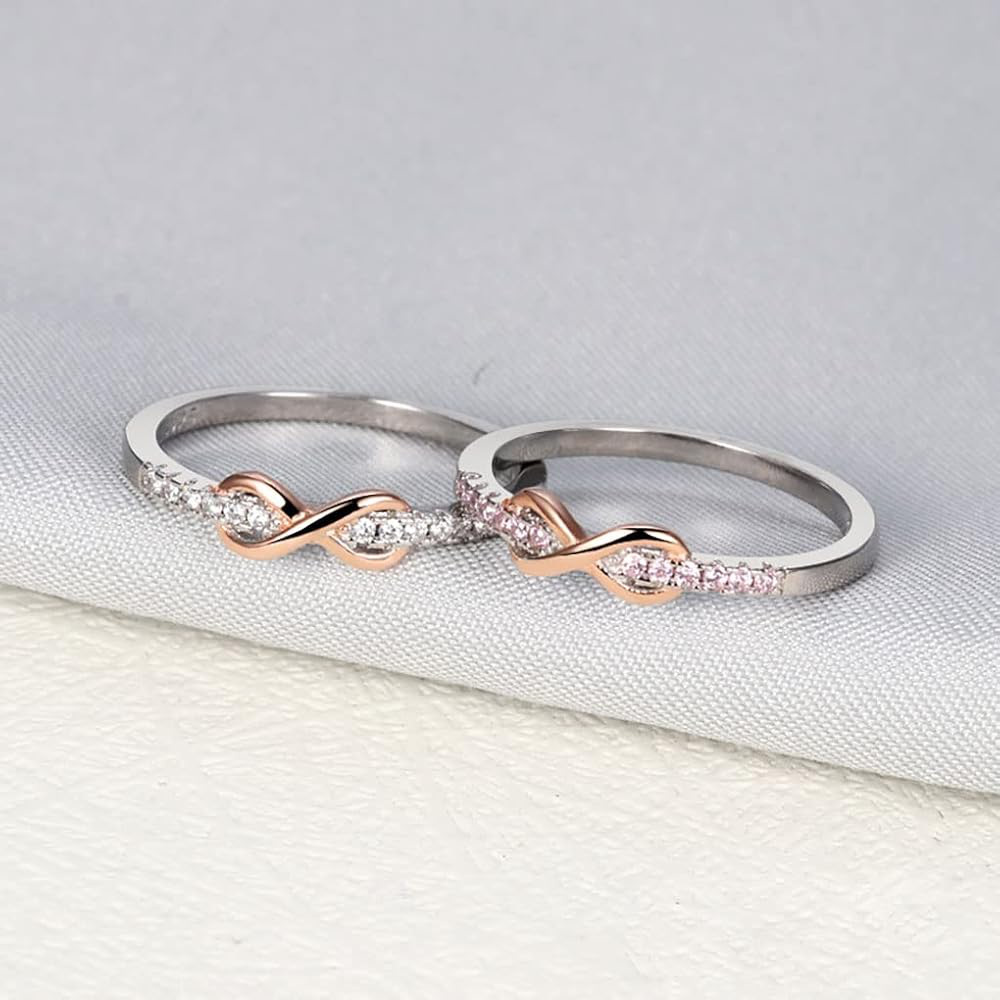 Zircon Inlay Material Rings Classification Sterling Silver Zircon Infinity Rings