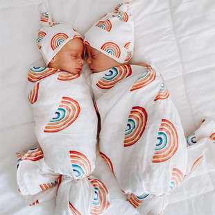 European and American Newborn Photography Wrapping Cloth Bow Hair Belt Wrapping Towel Set Baby Flower Blanket Baby Wrapping Towel