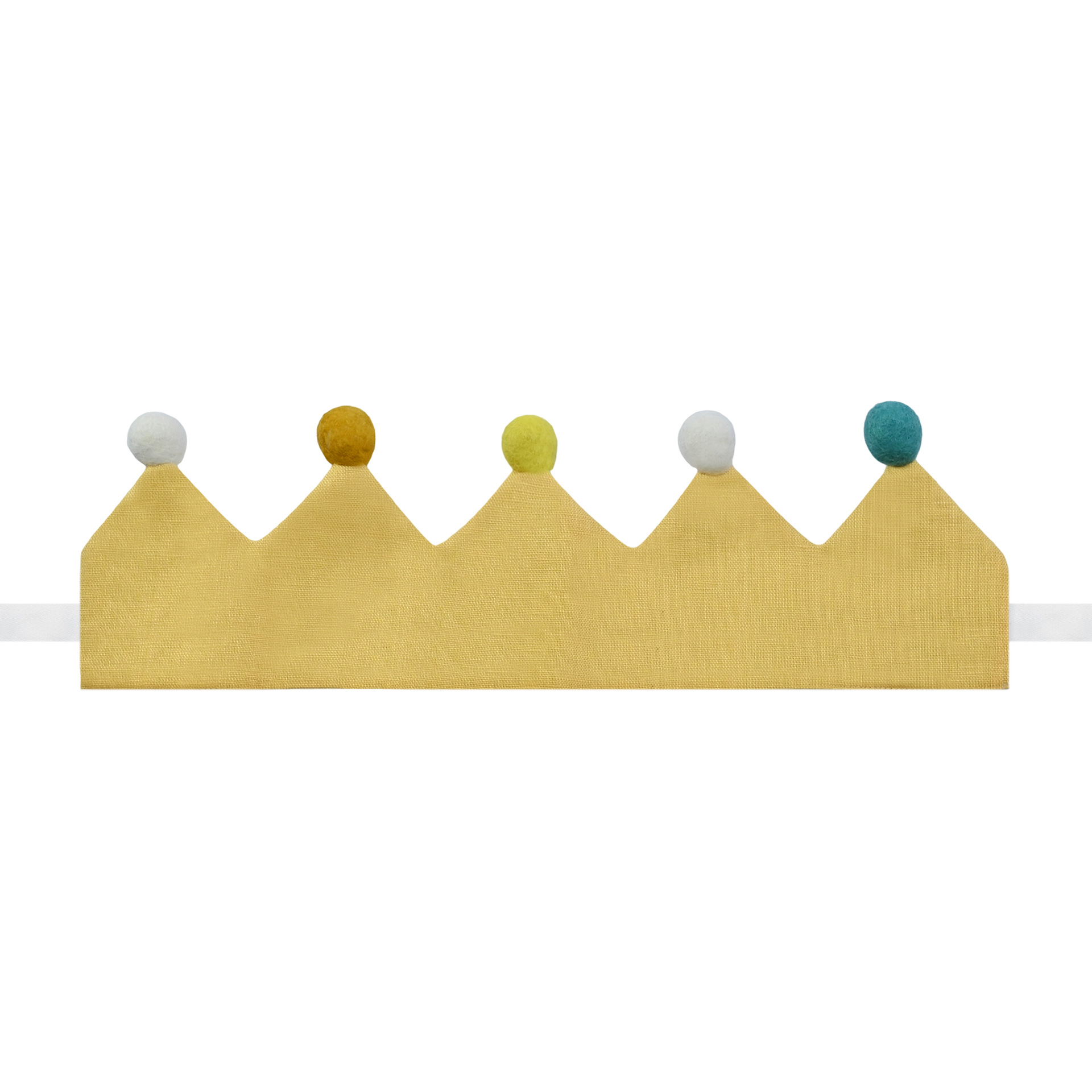 Sombrero de cumpleaños para niños de lino puro algodón lino, sombrero de tema de fiesta de bola de corona, fotografía, accesorios de fotografía, spot