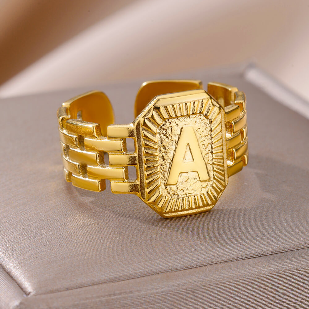 Ring with letters stainless steel