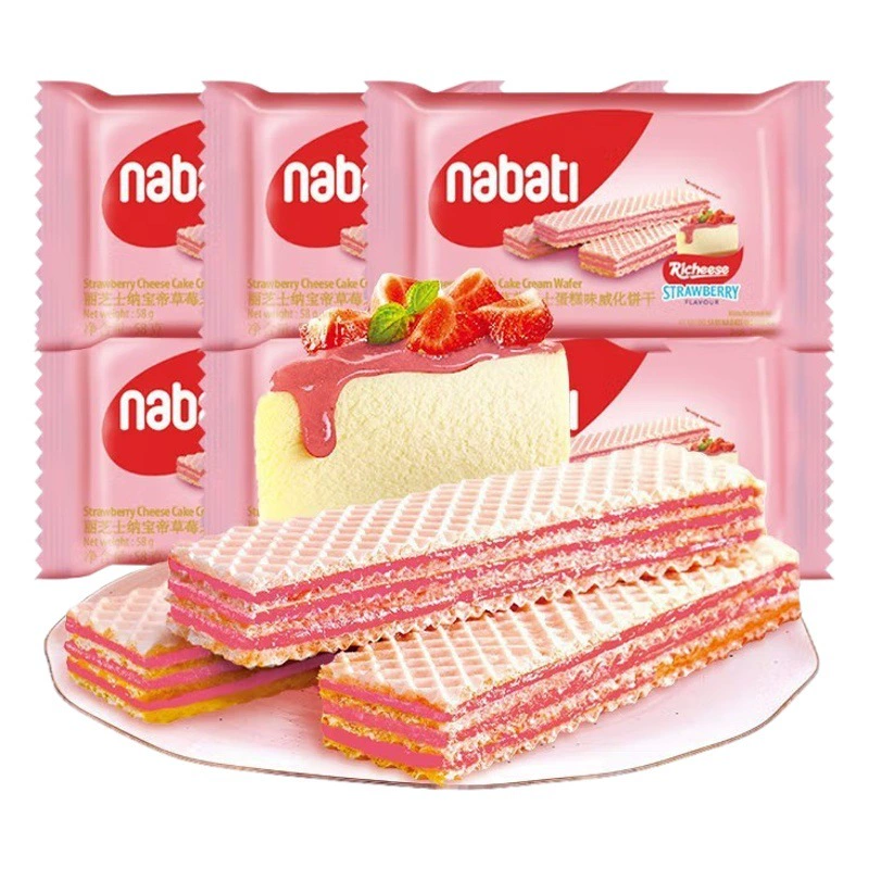 Импортировано из Индонезии: Вафельные бисквиты Liches Nabaudi, 56 г, в пакетах, закуска к полднику.