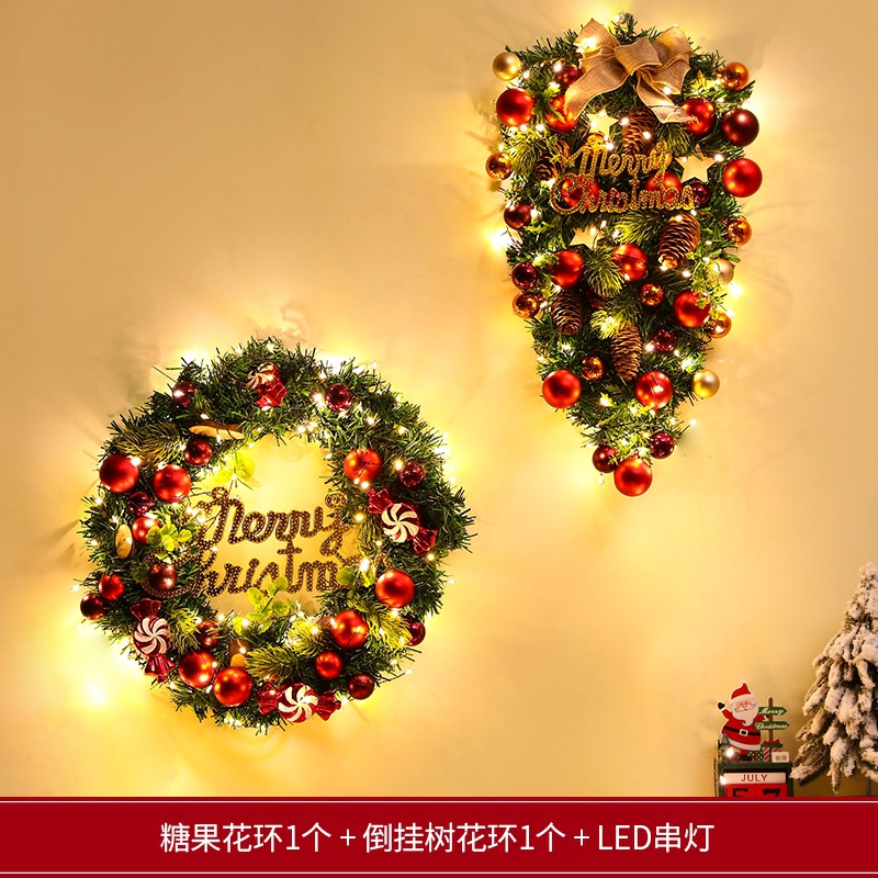 Decoraciones navideñas transfronterizas creativas guirnaldas navideñas puertas colgantes de caña ventanas atmósfera diseño de colgantes navideños