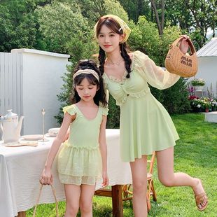 Parent-Child Swimsuit Women's New Conservative Belly-Covering Slimming One-Piece Girl Princess Swimsuit Mother-Daughter Clothing Adult Hot Spring Swimsuit
