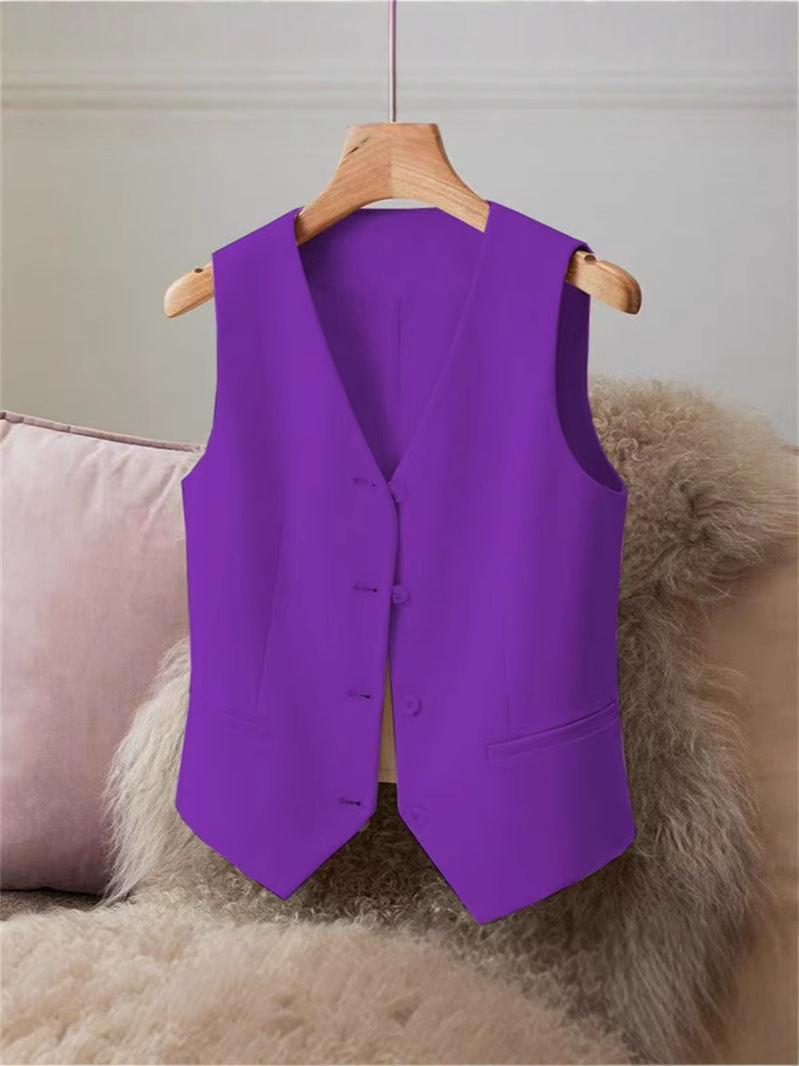 Women's Slim-Fit Suit Vest, Short Style, Suitable for Petite Women, Fashionable and Elegant for Commuting