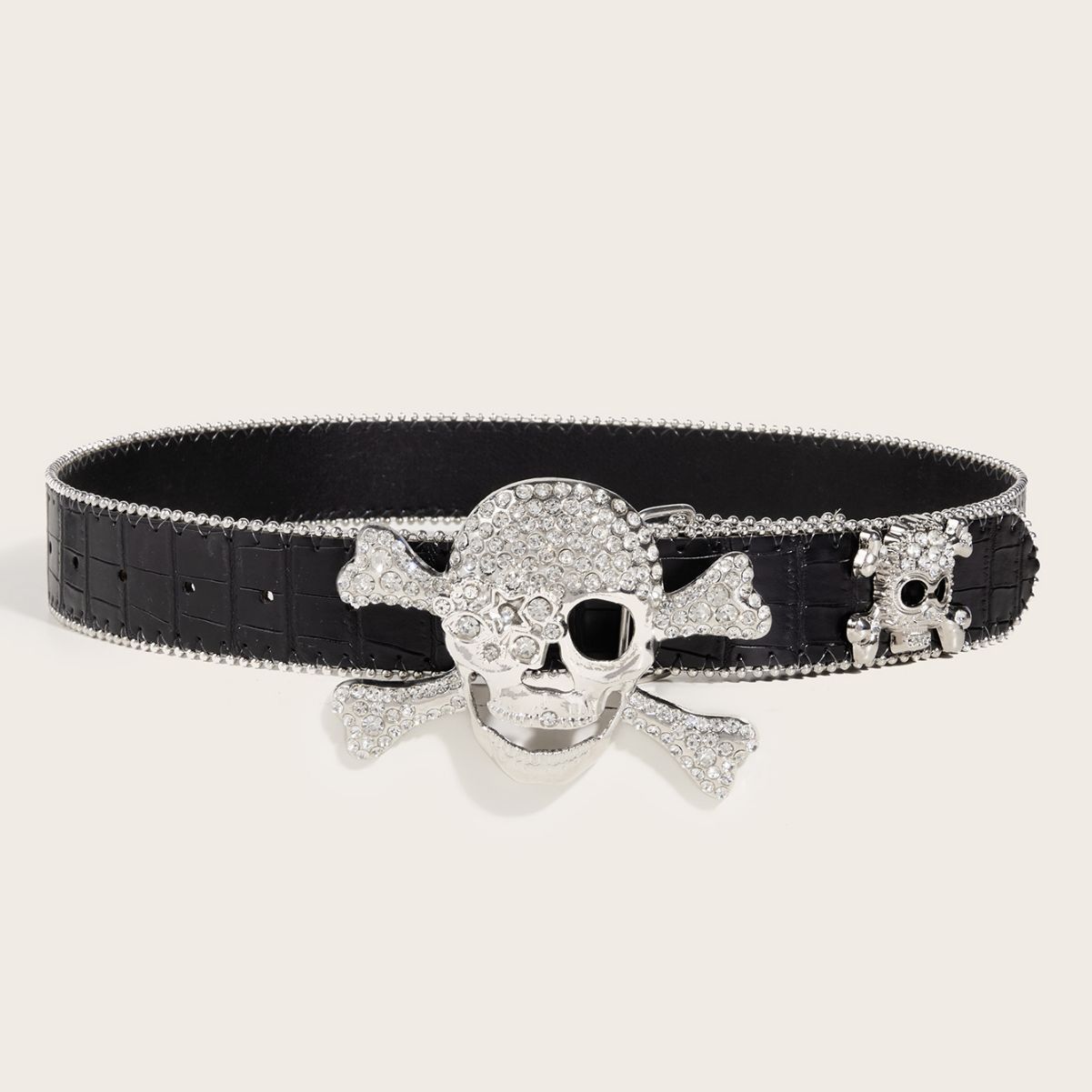 Hip-hop Exaggerated Skull Pu Leather Alloy Inlay Rhinestones Unisex Leather Belts display picture 2