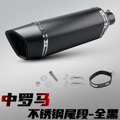 Motorcycle exhaust pipe: Roman carbon fiber head, competitive - middle-rome-all-black
