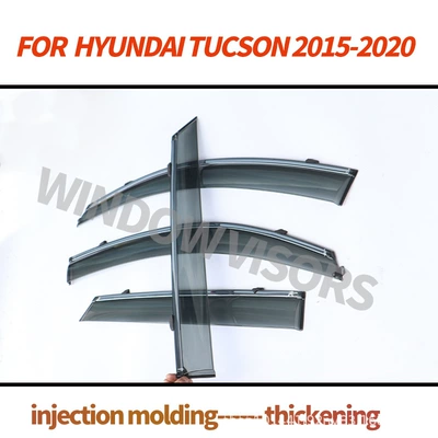 Suitable for Hyundai Tucson 2019 Window Visor (Rain shield) - injection-molding-thickened-foreign-trade-model-for-hyundai-tucson-2015-2020-ps-with-silver-bright-strip-window-rain-and-shine-shield-4-pieces