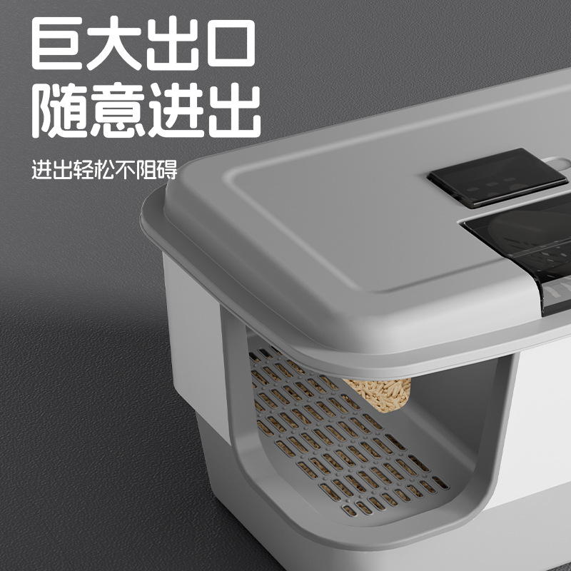 Lavabo de arena para gatos, especial de gran tamaño, semi-cerrado abierto, anti-salpicaduras de aceite de ruibarbo, gato gigante, lavabo de arena para gatos, inodoro