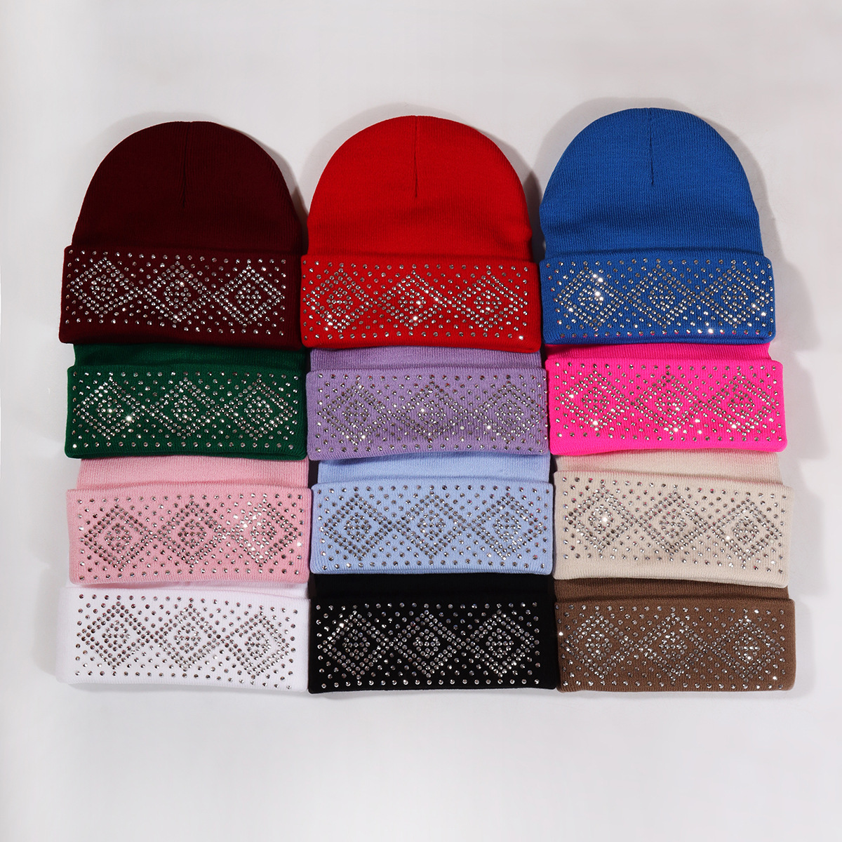 Unisex Diamond-print hot diamond hat rhinestone knit hat Knit hat party_voghion.com