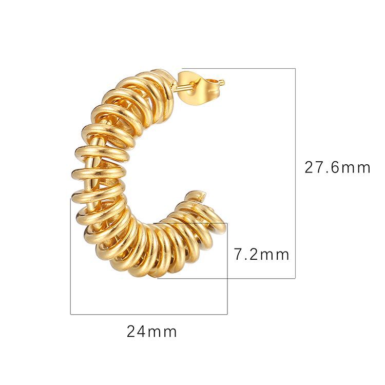 Giro europeo y americano personalizado Acero inoxidable primavera pendientes nicho diseño mujeres titanio acero simple pendientes oído joyería al por mayor