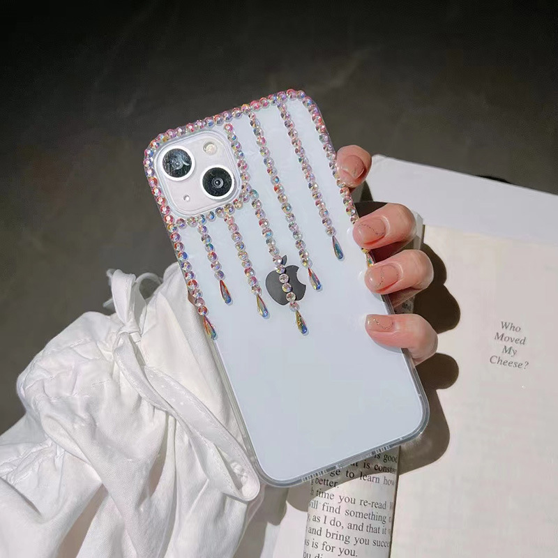 奢华苹果17/16pro max透明手机壳iphone14带钻15plus水钻保护套13