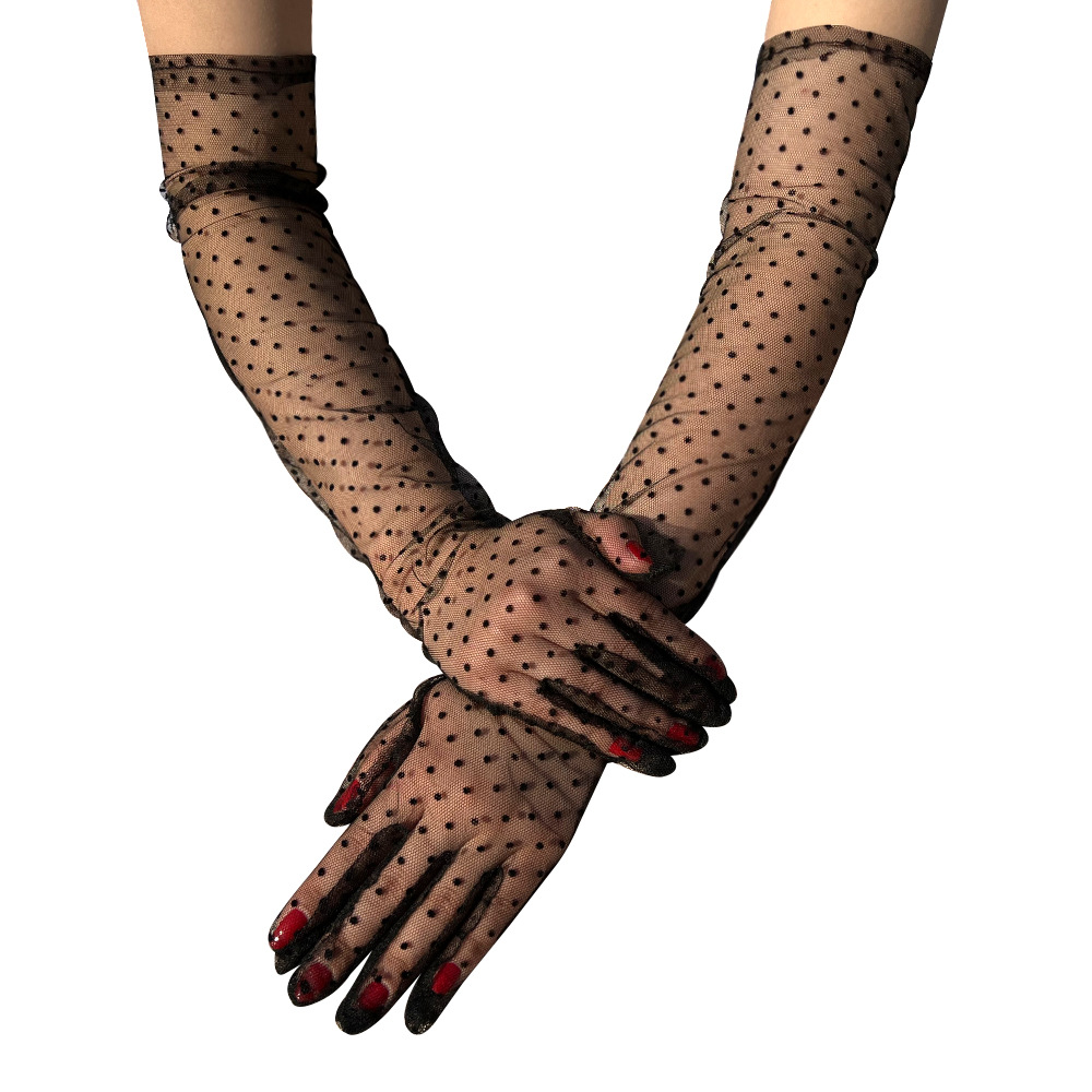 Lace Fabric Type Women's Retro Polka Dots Lace Gloves 1 Pair